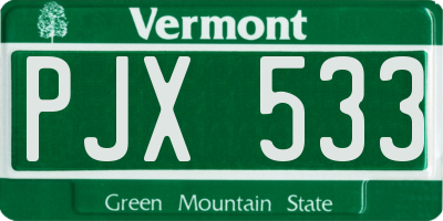 VT license plate PJX533