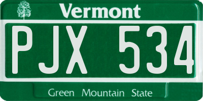 VT license plate PJX534