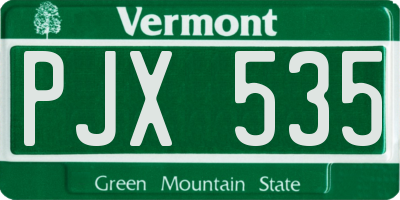 VT license plate PJX535