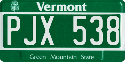 VT license plate PJX538
