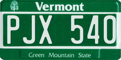 VT license plate PJX540