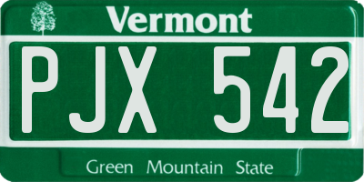 VT license plate PJX542