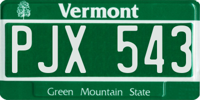 VT license plate PJX543