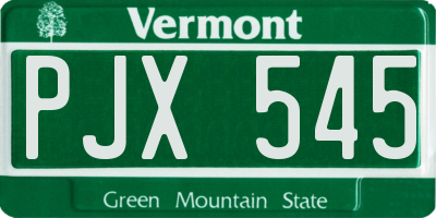 VT license plate PJX545