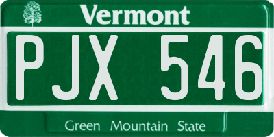 VT license plate PJX546