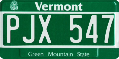 VT license plate PJX547