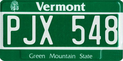 VT license plate PJX548