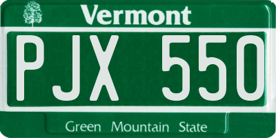 VT license plate PJX550