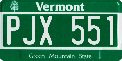 VT license plate PJX551
