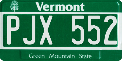VT license plate PJX552