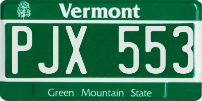 VT license plate PJX553