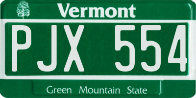 VT license plate PJX554