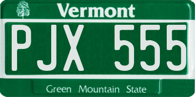 VT license plate PJX555