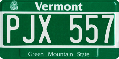 VT license plate PJX557