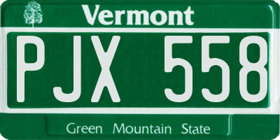 VT license plate PJX558