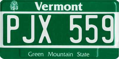 VT license plate PJX559