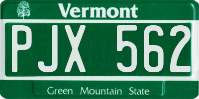 VT license plate PJX562