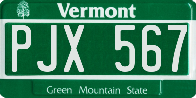 VT license plate PJX567
