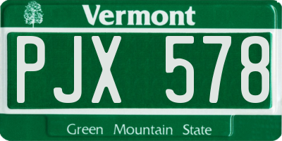 VT license plate PJX578