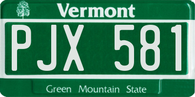 VT license plate PJX581
