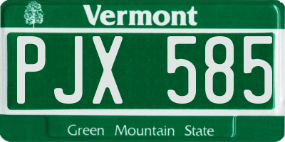 VT license plate PJX585