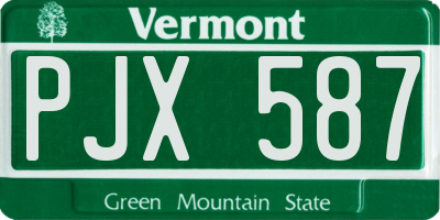VT license plate PJX587