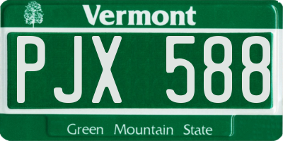 VT license plate PJX588