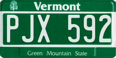 VT license plate PJX592