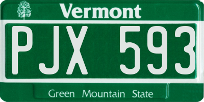 VT license plate PJX593