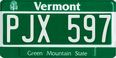 VT license plate PJX597