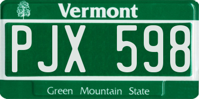 VT license plate PJX598