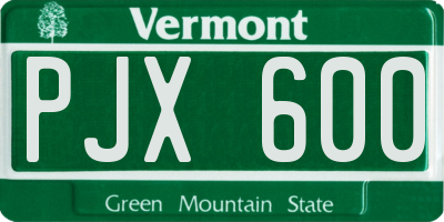 VT license plate PJX600