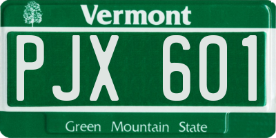 VT license plate PJX601