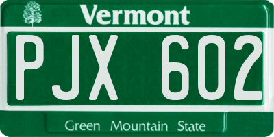 VT license plate PJX602