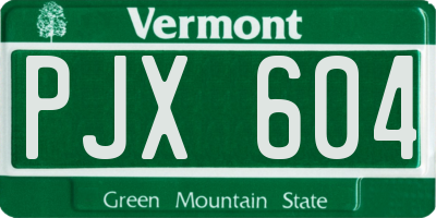 VT license plate PJX604