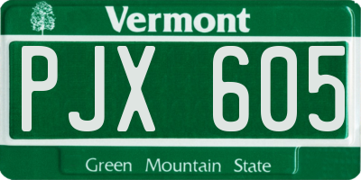 VT license plate PJX605