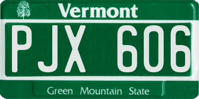 VT license plate PJX606