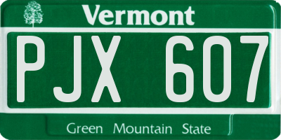 VT license plate PJX607
