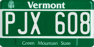 VT license plate PJX608