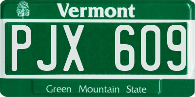 VT license plate PJX609