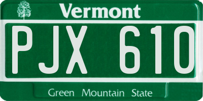 VT license plate PJX610