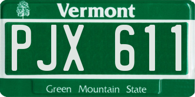 VT license plate PJX611
