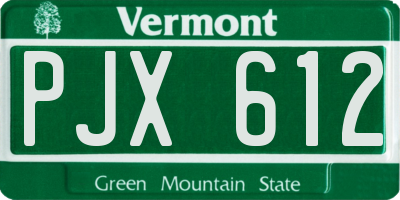 VT license plate PJX612