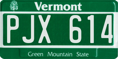 VT license plate PJX614