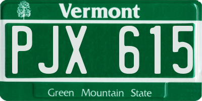 VT license plate PJX615