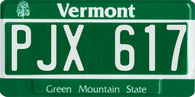 VT license plate PJX617