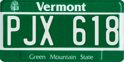 VT license plate PJX618