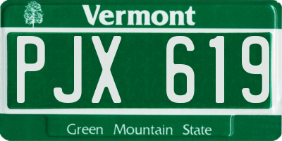 VT license plate PJX619