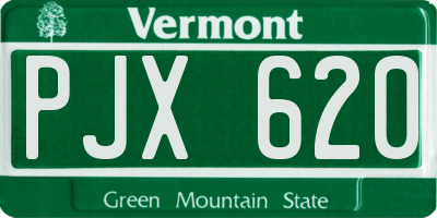 VT license plate PJX620