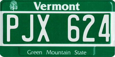 VT license plate PJX624